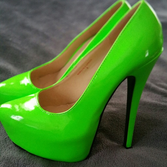 neon green platform heels